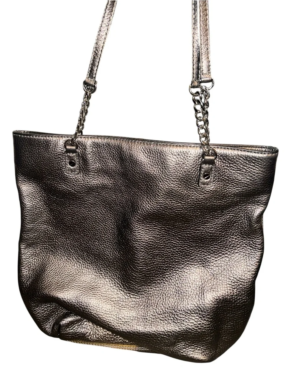 Michael Kors Gunmetal Leather Chain-Handle Tote - Picture 3 of 4